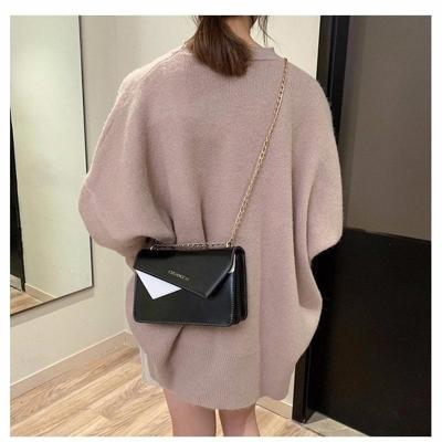 Kleur matching casual kleine vierkante tas Chain-Strap één schoudertas dames handtas messengertas (zwart)