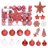 VidaXL 108-delige kerstballenset rood en wit - thumbnail