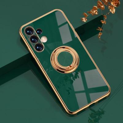 Voor Samsung Galaxy A13 4G 6D galvaniseren siliconen telefoonhoesje met ringhouder