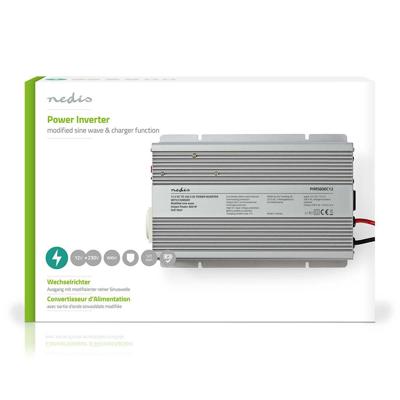 Stroomomvormer Gemodificeerde Sinusgolf | 12 V DC - 230 V AC | 600 W | 1x Schuko-Uitgang | Oplaadfunctie - thumbnail