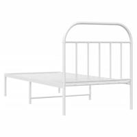Bedframe met hoofdbord metaal wit 90x190 cm - thumbnail
