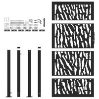 Poort met sporenontwerp 105x180 cm staal zwart - thumbnail