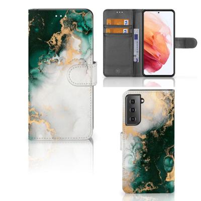 Bookcase voor Samsung Galaxy S21 Marmer Groen Bookcase voor Samsung Galaxy S21 Marmer Groen