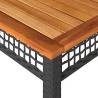 Tuintafel 140x80x75 cm poly rattan en acaciahout zwart - thumbnail