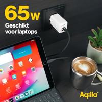 Aqiila W3 USB-oplader 65 W 1x USB-A, 2x USB-C USB PD, Quick Charge 3.0, QC 4+ Wit Binnen - thumbnail