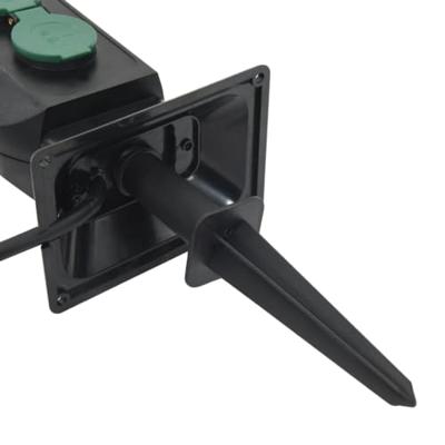 VidaXL Tuinstopcontact en grondpin 2-wegs 15,5x11x24 cm zwart en groen - thumbnail