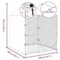 Hondenkennel met dak 2x2x2,5 m gegalvaniseerd staal zilver - thumbnail