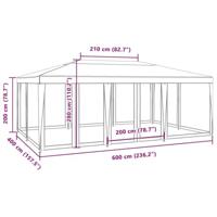 VidaXL Partytent met 10 mesh zijwanden 6x4 m hdpe rood - thumbnail