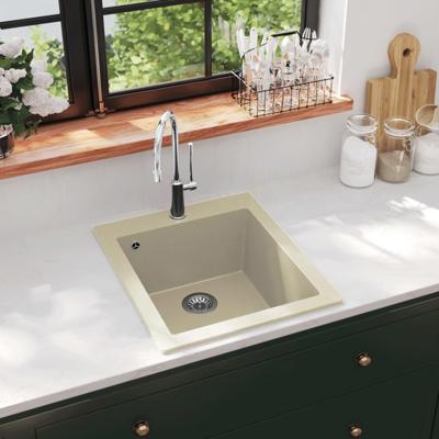 VidaXL Gootsteen enkele bak graniet beige