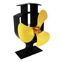 YL401 3-Blade hoge temperatuur metalen warmte aangedreven open haard kachel fan (goud) - thumbnail