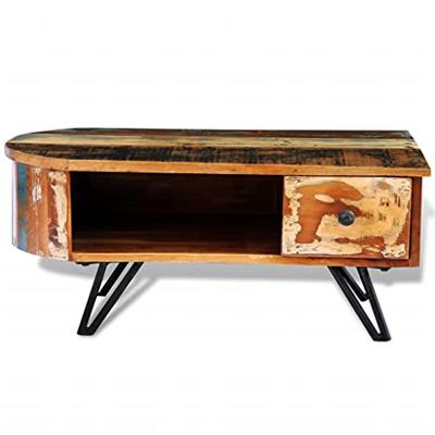 vidaXL Salontafel met ijzeren poten gerecycled hout