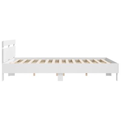 Bedframe met hoofdeinde bewerkt hout wit 200x200 cm