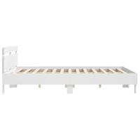 Bedframe met hoofdeinde bewerkt hout wit 200x200 cm - thumbnail