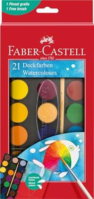 Faber-Castell Faber castell fc-125027 waterverfdoos 21 kleuren + 2 penselen Faber-Castell Faber castell fc-125027 waterverfdoos 21 kleuren + 2 penselen