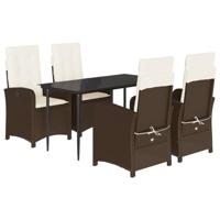 5-delige Tuinset met kussens poly rattan bruin - thumbnail