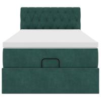 Ottoman bed met matras 90x200cm fluweel donkergroen - thumbnail