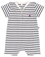 Combicourte baby met trui-kraag PETIT BATEAU in gestreept katoen marineblauw - thumbnail