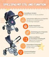 Combi-poppenwagen Mika - Melange Navy Grijs - thumbnail