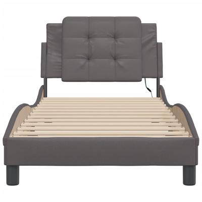 Bedframe met LED-verlichting kunstleer grijs 120x200 cm - thumbnail