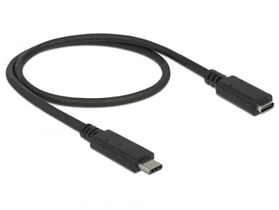 Delock 85532 USB-C-kabel USB-C stekker, USB-C bus 0.50 m Zwart