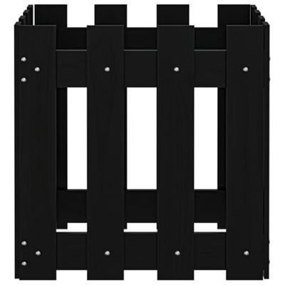 VidaXL Plantenbak met hekontwerp 40x40x40 cm massief grenenhout zwart VidaXL Plantenbak met hekontwerp 40x40x40 cm massief grenenhout zwart