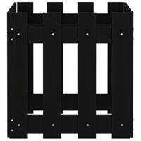 Plantenbak met hekontwerp 40x40x40 cm massief grenenhout zwart - thumbnail