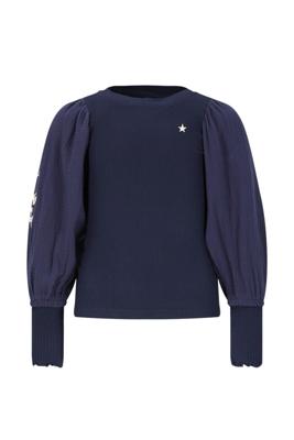 Like Flo winter top meisjes - navy blauw - Eloise - rib - ballonmouwen