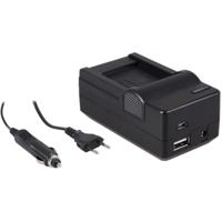4-in-1 acculader voor Panasonic DMW-BCM13 accu - compact en licht - laden via stopcontact, auto, USB en Powerbank - thumbnail