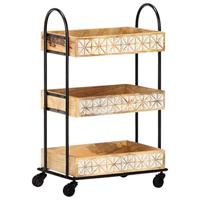 VidaXL Keukentrolley 3-laags 46x30x76 cm massief mangohout - thumbnail