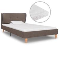 vidaXL Bed met matras stof taupe 90x200 cm - thumbnail