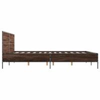 Bedframe bewerkt hout metaal bruin eikenkleur 140x190 cm - thumbnail
