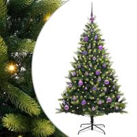 VidaXL Kunstkerstboom met scharnier 150 leds groen 150 cm pvc en pe - thumbnail