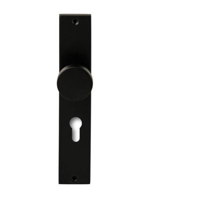 Hardbrass Knopkruk Piano op rechthoekig langschild profielcilindergat 72mm - zwart