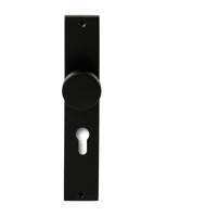 Hardbrass Knopkruk Piano op rechthoekig langschild profielcilindergat 72mm - zwart - thumbnail