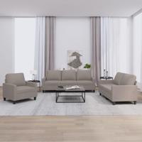 3-delige Loungeset met kussens stof taupe - thumbnail
