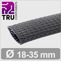 TRU COMPONENTS TC-13377568 T24CA108 Gevlochten slang Zwart Polyester 18 tot 35 mm per meter - thumbnail
