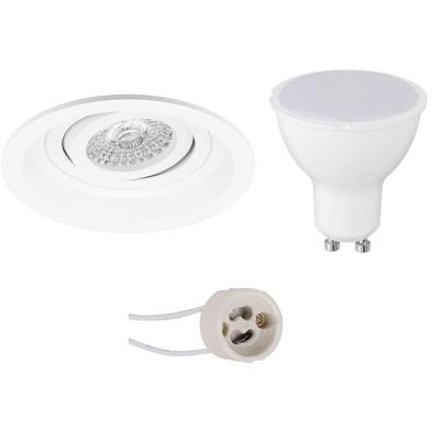 Energiezuinige LED Inbouwspot Set GU10 - Mat Wit - 6W - Natuurlijk Wit 4200K - Verstelbaar Ø105mm