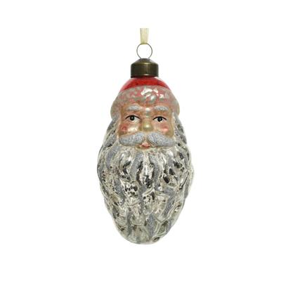 Kerstman glas l4b6h12 cm multi 2st kerstbal hangdeco kerst Decoris - Decoris
