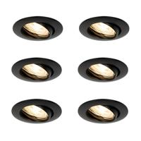 QAZQA Set van 6 inbouwspots zwart GU10 35mm - Edu - thumbnail