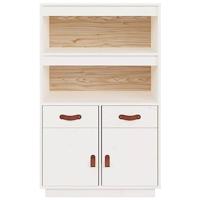 Hoge kast 67x40x108,5 cm massief grenenhout wit - thumbnail