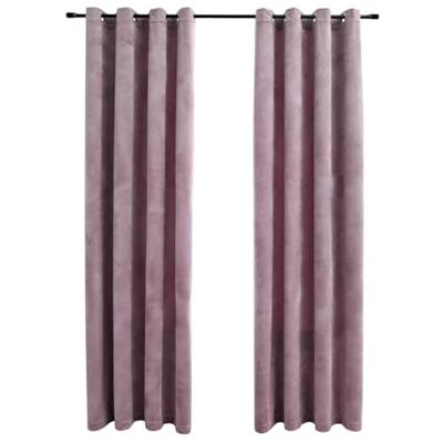 VidaXL Gordijnen verduisterend met ringen 2 st 140x175 cm fluweel roze VidaXL Gordijnen verduisterend met ringen 2 st 140x175 cm fluweel roze