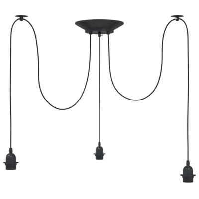 Hanglamp met 3 lamphouders E27 metaal zwart