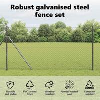 VidaXL Afrasteringspaal grijs 10 x 1 m (40 x 40 mm gaas) staal en pvc - thumbnail