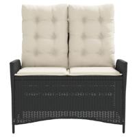 Tuinbankje verstelbaar met kussens poly rattan zwart - thumbnail