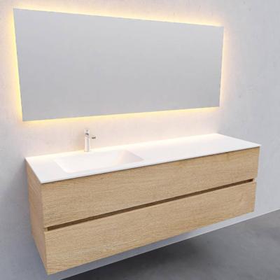 Badkamermeubel Solid Surface AQS Oslo 150x46 cm Links Wood Washed Oak Boss & Wessing Badkamermeubel Solid Surface AQS Oslo 150x46 cm Links Wood Washed Oak Boss & Wessing