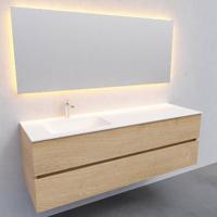 Badkamermeubel Solid Surface AQS Oslo 150x46 cm Links Wood Washed Oak Boss & Wessing - thumbnail