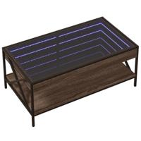 Salontafel met Infinity LED 90x50x38 cm bruin eikenkleurig - thumbnail