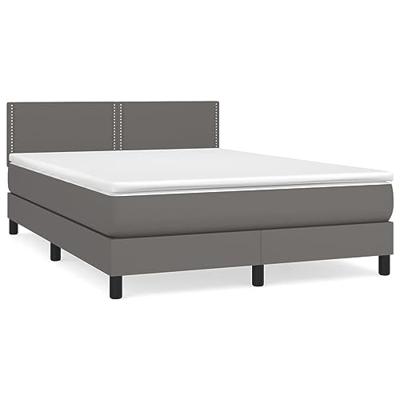 Boxspring met matras kunstleer grijs 140x200 cm