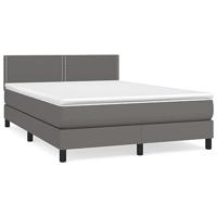 Boxspring met matras kunstleer grijs 140x200 cm - thumbnail