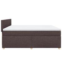 Boxspring met matras stof donkerbruin 200x200 cm - thumbnail